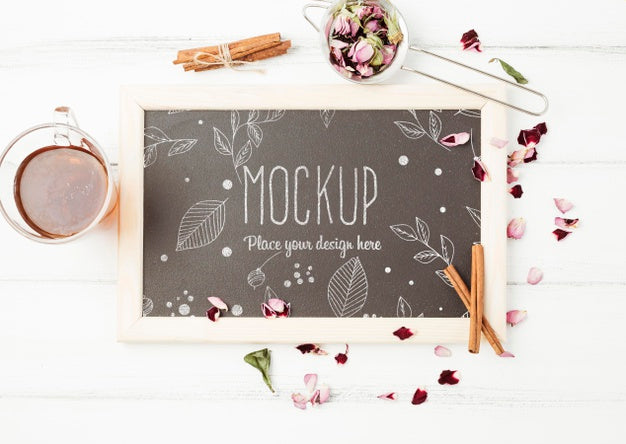 Top View Of Herbal Tea Concept Mock-Up Psd