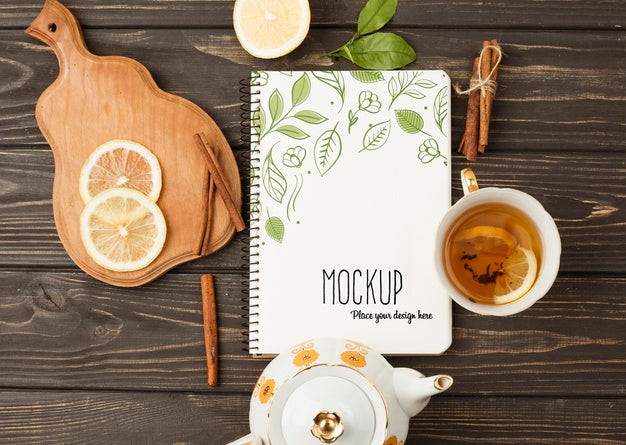 Top View Of Herbal Tea Concept Mock-Up Psd