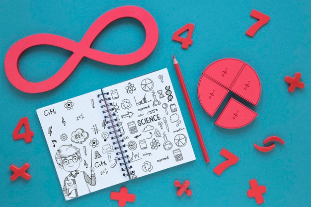 Top View Of Infinity With Notebook And Pencil Psd