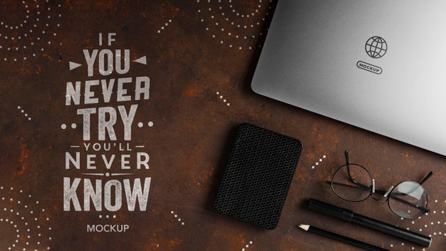 Top View Of Laptop With Glasses And Pencil Psd