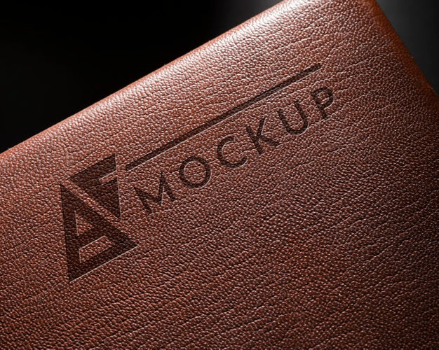 Top View Of Leather Agenda Edge Psd