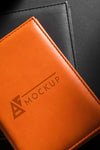 Top View Of Leather Agendas Mock-Up Psd