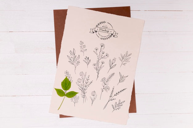 Top View Of Leaves Concept Mock-Up Psd