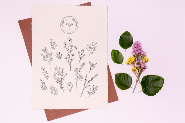 Top View Of Leaves Concept Mock-Up Psd