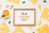 Top View Of Locally Grown Cheese With Frame Mock-Up Psd