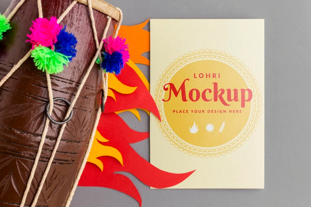 Top View Of Lohri Concept Mock-Up Psd