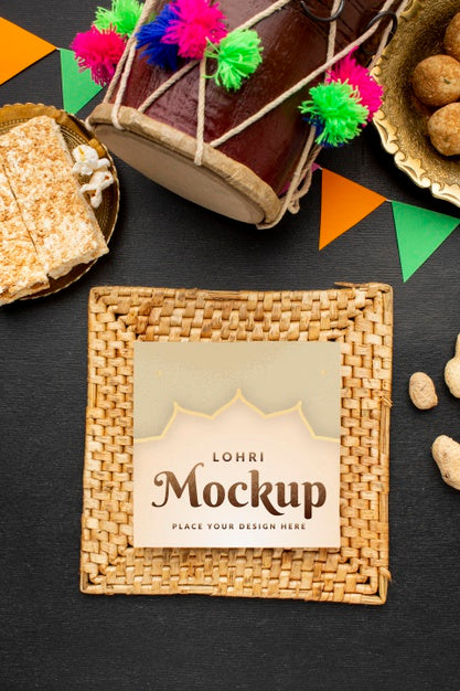 Top View Of Lohri Concept Mock-Up Psd