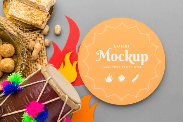 Top View Of Lohri Concept Mock-Up Psd