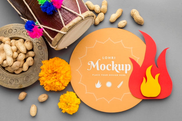 Top View Of Lohri Concept Mock-Up Psd