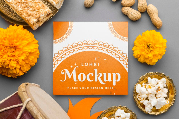 Top View Of Lohri Concept Mock-Up Psd