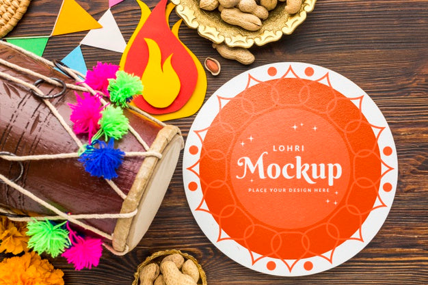 Top View Of Lohri Concept Mock-Up Psd