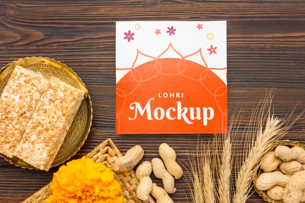 Top View Of Lohri Concept Mock-Up Psd