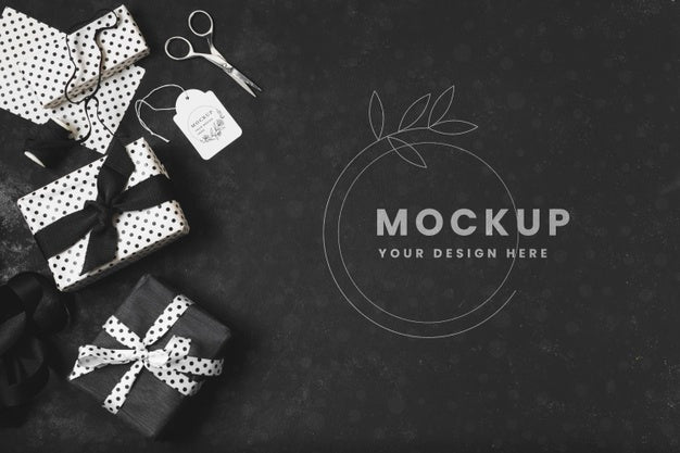 Top View Of Lots Of Gifts With Copy Space Psd