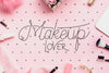 Top View Of Make-Up Accessories Concept Mock-Up Psd