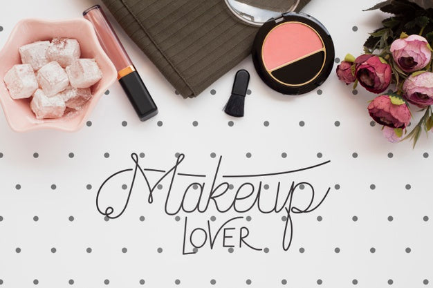 Top View Of Make-Up Concept Mock-Up Psd