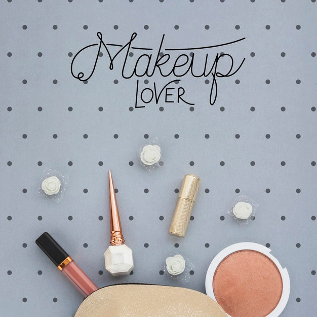 Top View Of Make-Up Concept Mock-Up Psd