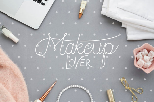 Top View Of Make-Up Concept Mock-Up Psd