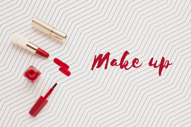 Top View Of Make-Up Concept Mock-Up Psd