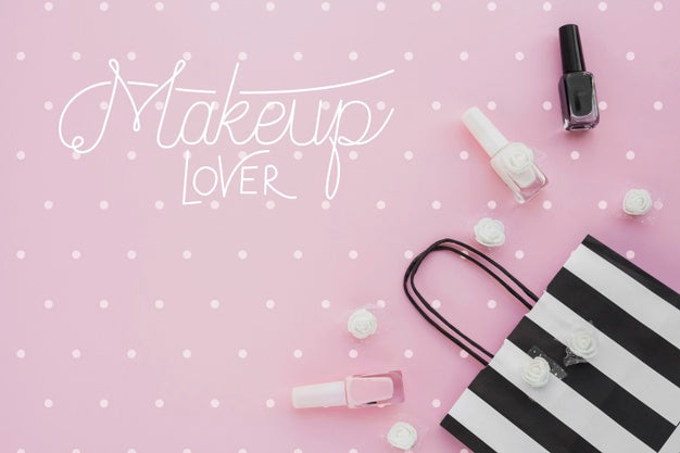 Top View Of Make-Up Concept Mock-Up Psd