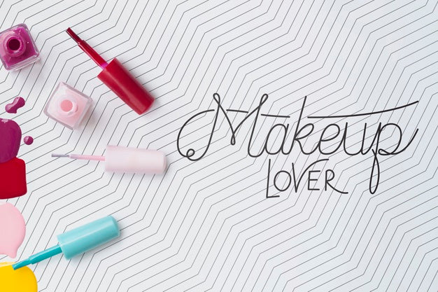 Top View Of Make-Up Concept Mock-Up Psd