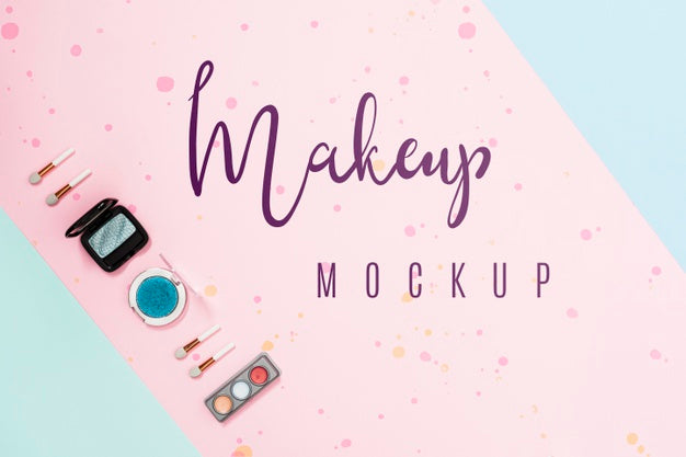 Top View Of Makeup Mock-Up Concept Psd