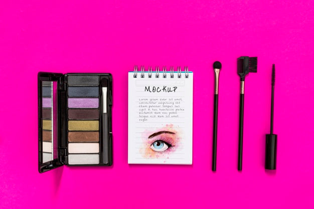 Top View Of Makeup Mock-Up Concept Psd