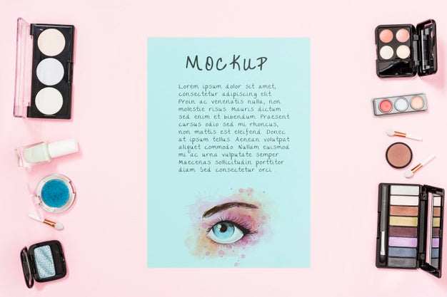 Top View Of Makeup Mock-Up Concept Psd
