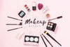 Top View Of Makeup Mock-Up Concept Psd