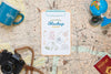 Top View Of Map With Mock-Up Traveling Essentials Psd