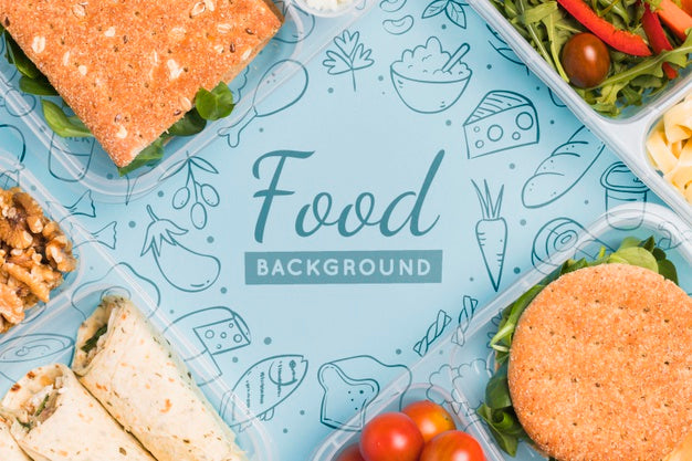 Top View Of Meals For Planned Diet Psd