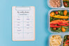 Top View Of Meals With Vegetable And Notepad Psd