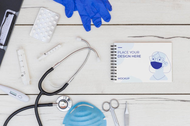 Top View Of Medical Concept Mock-Up Psd