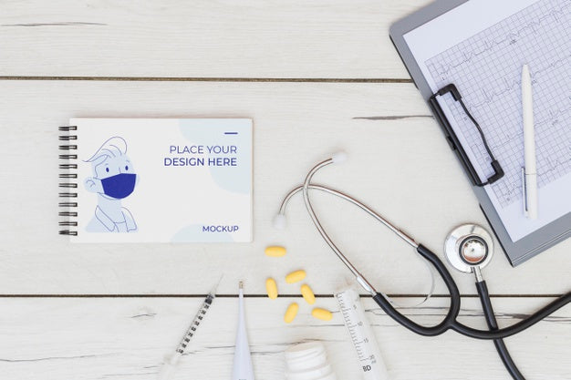 Top View Of Medical Concept Mock-Up Psd