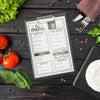 Top View Of Menu With Cutlery And Tomatoes Psd