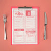 Top View Of Menu With Fork And Knife Psd