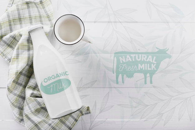Top View Of Milk Bottle With Mock-Up Psd