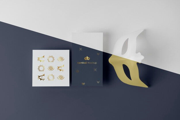 Top View Of Minimalistic Carnival Invitation With Mask Psd