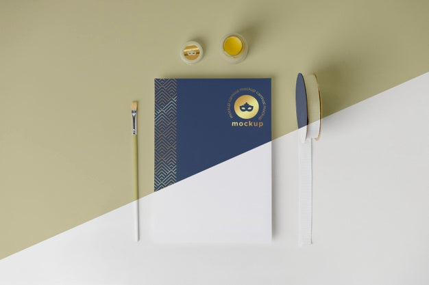 Top View Of Minimalistic Carnival Invitation With Paint Brush And Tape Psd