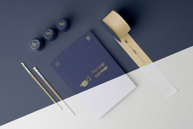 Top View Of Minimalistic Carnival Invitation With Paint Brushes Psd