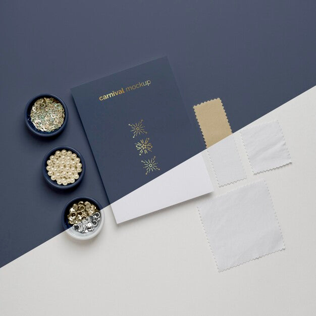 Top View Of Minimalistic Carnival Invitation With Selection Of Beads Psd