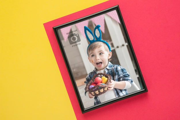 Top View Of Minimalistic Picture Frame Psd