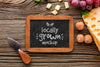Top View Of Mock-Up Blackboard With Locally Grown Cheese Psd