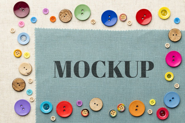 Top View Of Mock-Up Frame Design With Colorful Buttons Psd