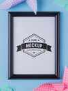 Top View Of Mock-Up Frame With Colorful Decorations Psd