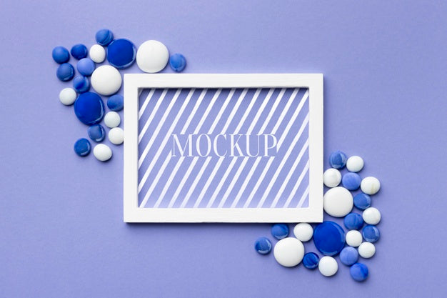 Top View Of Mock-Up Frame With Decor Psd