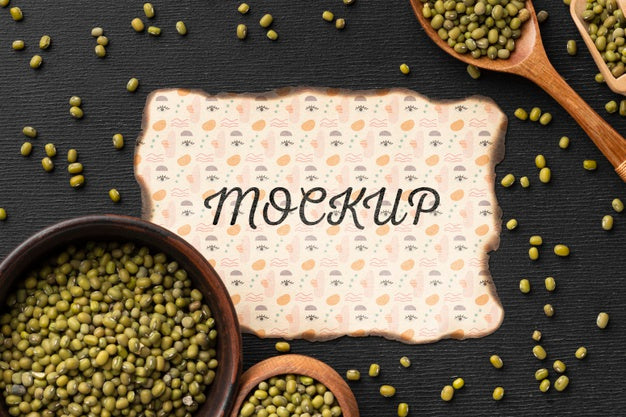 Top View Of Mock-Up Frame With Seeds Psd