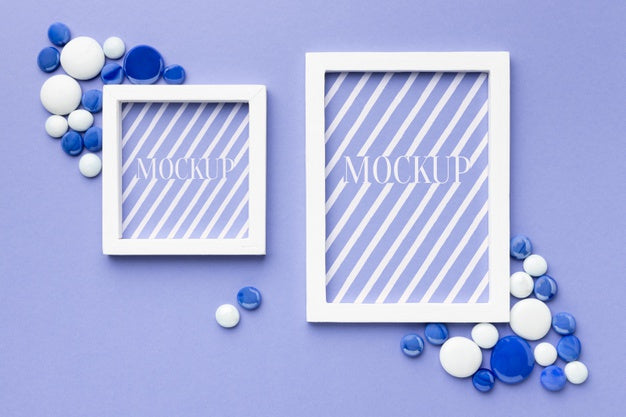 Top View Of Mock-Up Frames With Decor Psd