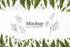 Top View Of Mock-Up With Leaves Psd