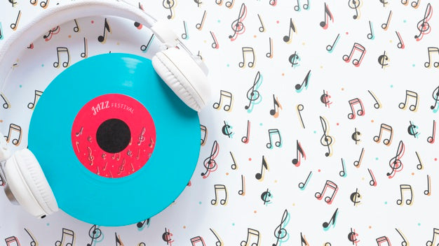 Top View Of Music Concept Earphones Psd