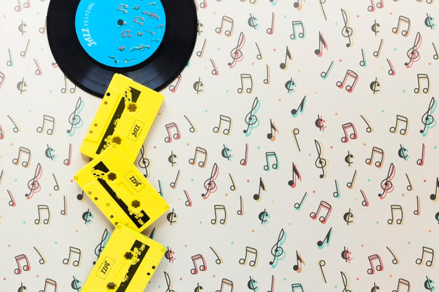 Top View Of Music Concept With Copy Space Psd